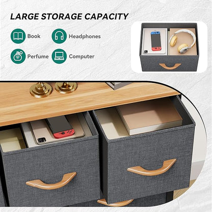 YITAHOME Dresser with 9 Drawers, Fabric Dresser for Bedroom, Living Room, Hallway, Closets (Dark Grey)