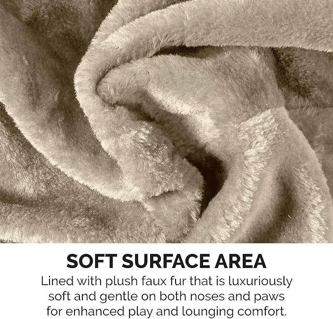 Furhaven 69.3" Tall Cat Tree for Indoor Cats, Ft. Sisal Scratching Posts, 2x Cat Condos, & Toys - Tiger Tough Double Decker Interactive Playground Tower - Cream, One Size-Mewly Pet