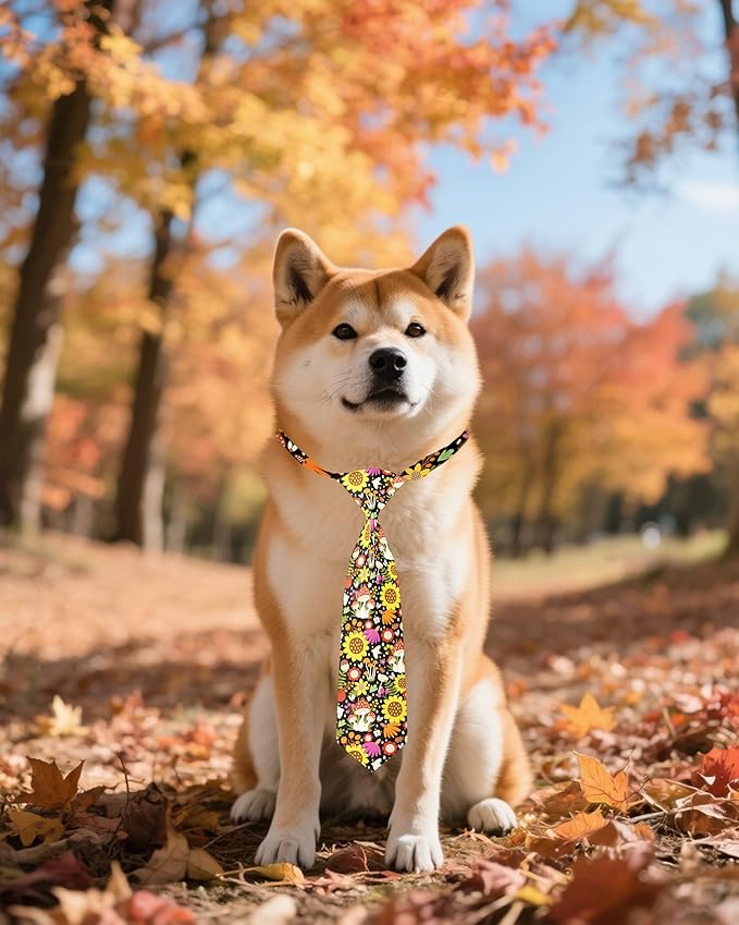 PET SHOW 10 Pack Fall Dog Ties Neckties for Large Medium Dogs Pumpkin Maple Leaf Adjustable Neck Ties Girl Boy Pets Autumn Costumes Dog Holiday Grooming Accessories Wedding Party Gift Favor-Mewly Pet