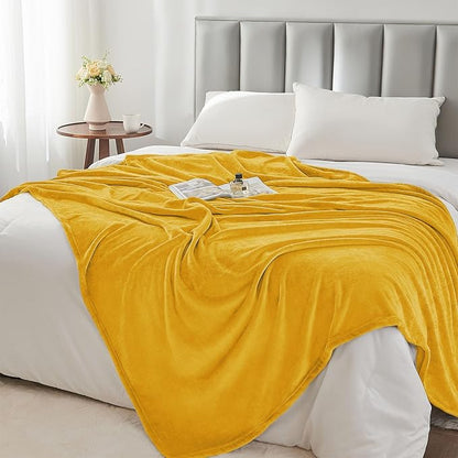 BEDELITE Fleece Blanket Twin Size Yellow Throw Blanket for Couch & Bed, Luxury Plush Cozy Fuzzy Blanket 60x80 inches, Super Soft Warm Lightweight Throw Blanket for Travel Camping