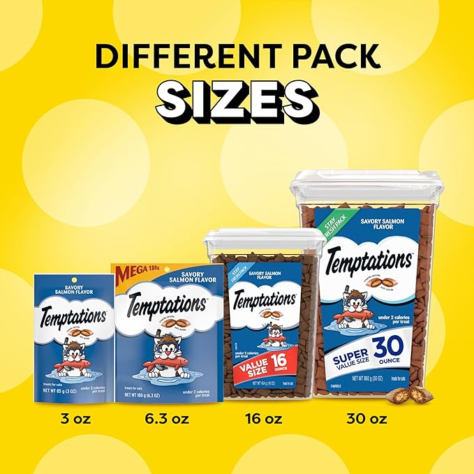 Temptations Classic Crunchy and Soft Cat Treats, Savory Salmon Flavor, 30 oz. Tub-Mewly Pet