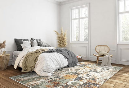 Keen Home Design Area Rugs - 8x10 Non-Shedding, Abstract Rugs for Kitchen, Living Room, Bedroom, Dining Room, Entryway - Size: 7'3" x 10'2", Multi