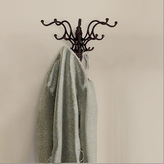 Creative Co-Op Antique Cast Iron Wall Hooks in Rust Finish