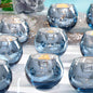 LAMORGIFT 36 Pcs Blue Votive Candle Holders - Mercury Glass Tealight Holders for Dusty Blue Wedding Decor, Centerpiece Table Decorations