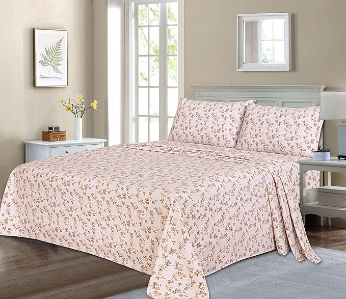 RUVANTI Flannel Sheets King Size - 100% Cotton Brushed King Size Sheets Set - Deep Pockets 16 Inches Bed Sheets - All Seasons Breathable & Extra Soft - Warm & Cozy, 4 Piece, Dazzale