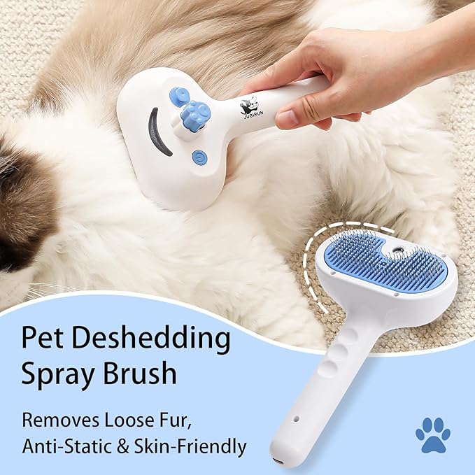 Cat Steam Brush for Shedding,3 In 1 Steam Brush for Dogs & Cats,Spray Hair Removal Comb,Includes Waterless Shampoo,Suitable for Long-haired and Short-haired Pets-Mewly Pet