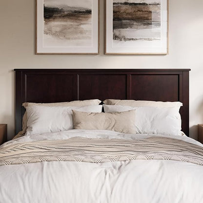 AFI, Madison King Solid Wood Panel Headboard with Attachable Charger, Espresso
