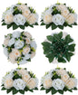 Flower Balls Wedding Rose Centerpieces: 6 Pcs Fake Flowers with Base Kissing Balls Decor Champagne &White Artificial Floral Arrangements Flower Bouquet of Roses Home Party Table DIY Decorations