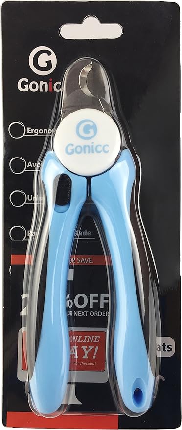 gonicc Professional Small Dog and Cat Nail Clippers Sharp Stainless Steel Pet Nail Trimmers(with Free Nail File in Handle), with Safety Guard to Avoid Overcutting-Mewly Pet