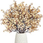 Uieke 30 Pcs Artificial Flowers Baby Breath Faux Champagne Artificial Gypsophila Bouquet Fake Silk Flowers Real Touch for Home Office Kitchen Wedding Wall DIY Room Farmhouse Décor