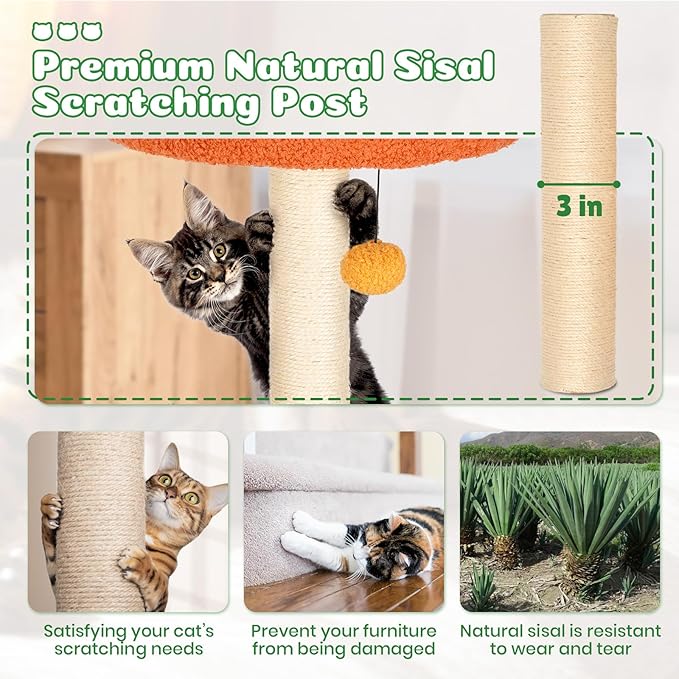 Happy & Polly Cute Cat Tree - 48.4" Fruit World Cat Tower for Indoor Cats, Multi-Level Cat Condo with Sisal Scratching Posts, Private Cave, Plush Strawberry Perches, Perfect Cat Tree Activity Center-Mewly Pet