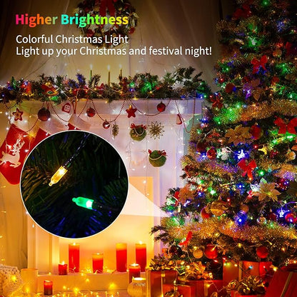 Christmas Lights Battery Operated 4 Pack 8 Feet 20 LED String Lights on Green Wire with 8 Modes Waterproof Tree Lights for Outdoor Indoor Holiday Party Garden Xmas Tree Decorations, Multicolor