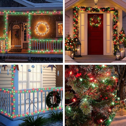 Red and Green Christmas Lights 100 Count Incandescent Light UL Certified Connectable Christmas Tree Lights with Green Wires for Indoor Outdoor Xmas, Wedding, Holiday, Party, Home Decorations
