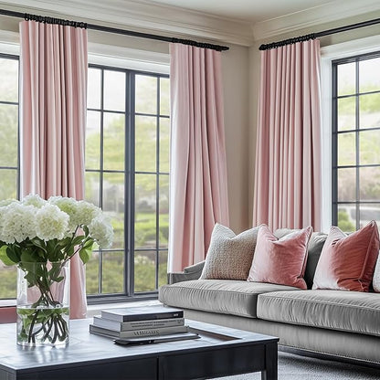 Lazzzy Velvet Blackout Curtains Thermal Insulated Room Window Drapes Super Soft Luxury Curtains for Living Room Bedroom Rod Pocket 2 Panels, Dusty Pink, 52" W x 84" L