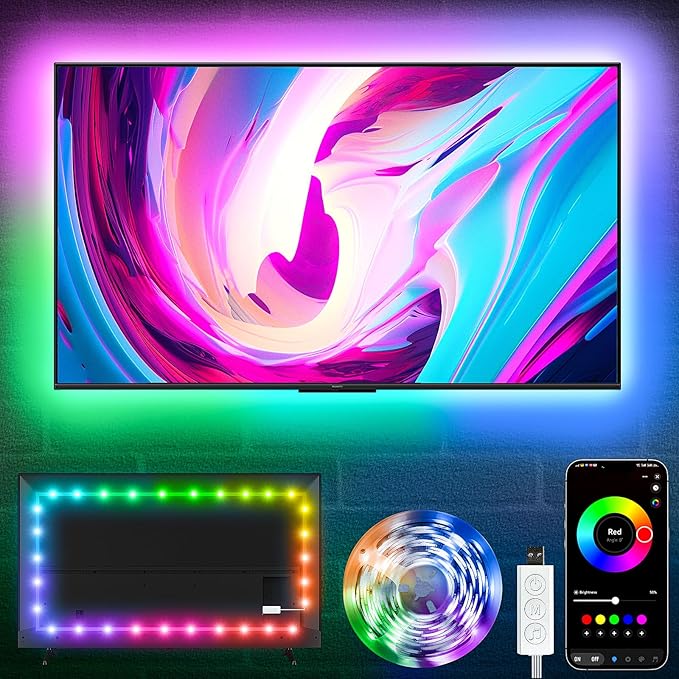 KSIPZE LED Lights for TV, 10ft TV led Backlight for 32-45 Inch TVs RGB TV Backlight Behind Music Sync Bluetooth APP & Button Control TV LED Strip Lights USB Powered for Bedroom/Gaming
