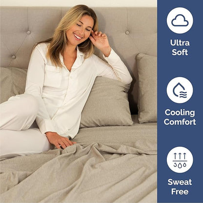 Cal King Size 4 Piece Sheet Set - Comfy Breathable & Cooling Bed Sheets Set - Hotel Luxury Bedding for Women, Men, Kids, Teens, Boys & Girls - Deep Pockets & Wrinkle Free - Beige (Heathered Sheets)