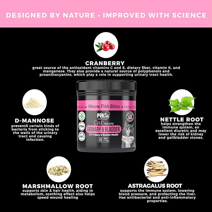 Pet Chef Feline Treats - Fix Cat UTI - Natural & Organic UTI Remedy for Cats. Feline UTI Prevention - Low Calories- Reduce cat Fur Balls, and Vomiting. Cat Urine Crystals Prevention.-Mewly Pet