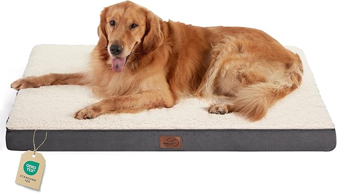 Bedsure XL Dog Beds Large Sized Dog -Orthopedic Flat Extra Large Pet Beds with Removable Washable Cover, Egg Crate Foam Mat, Suitable for Pet Up to 100 lbs-Mewly Pet