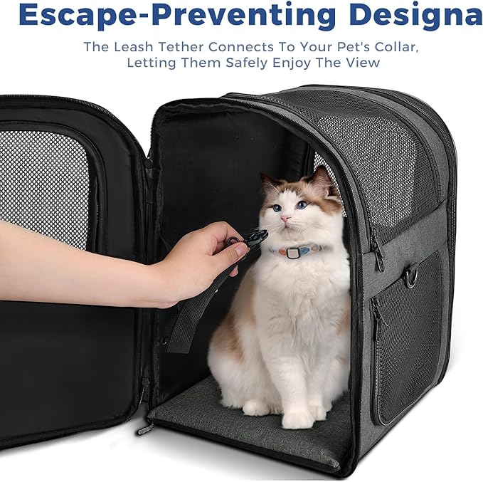 Apollo Walker Pet Carrier Backpack for 4-15lb Cats and Dogs, Puppies, Safety Features and Cushion Back Support | for Travel, Hiking, Outdoor Use (Gray)-Mewly Pet