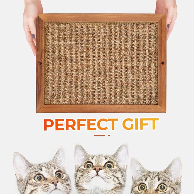Cat Scratching Post - BXL, Natural Wooden Sisal Cat Wall Scratcher, Floor or Wall Mounted Vertical Cat Scratch Pad for Indoor Cats Adults or Kittens, Cat Wall Furniture Protector-Mewly Pet
