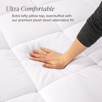 Bare Home King Microplush Mattress Topper - Pillow Top Reversible - Soft Mattress Cover - Dual Sided All-Season - 8" to 24" Deep Pocket - Fitted Cover - Plush Mattress Pad (King)