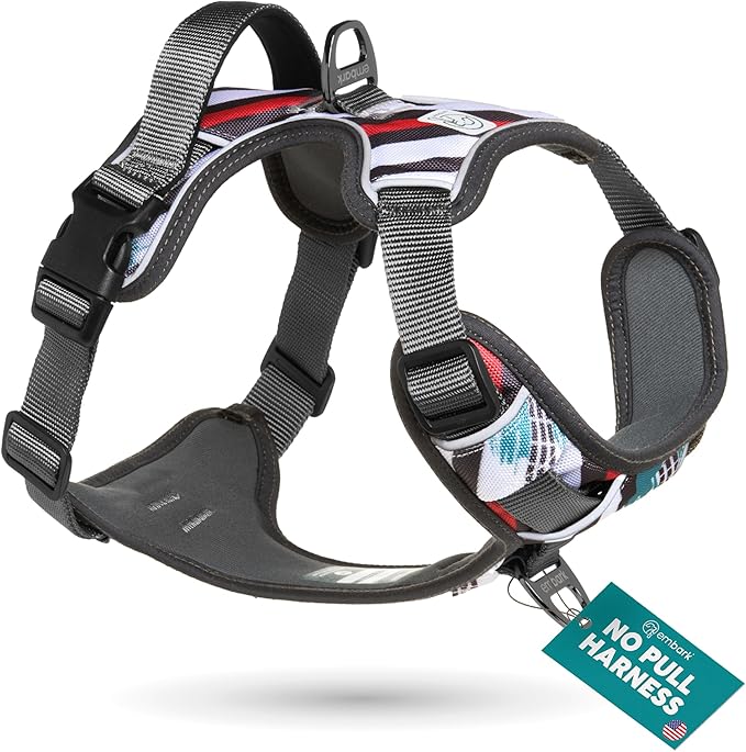 Embark Adventure Dog Harness, Reflective Trim No Pull Dog Harnesses for Small Sized Dogs - Military Grade Nylon, Front Clip with Gel Lined Handle.-Mewly Pet