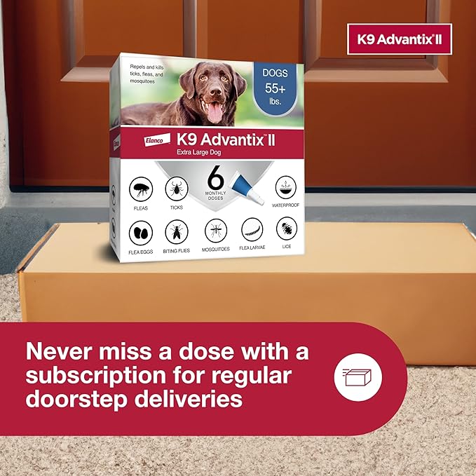 K9 Advantix II XL Dog Vet-Recommended Flea, Tick & Mosquito Treatment & Prevention | Dogs Over 55 lbs. | 6-Mo Supply-Mewly Pet