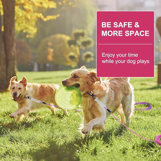 Snagle Paw Heavy Duty Dog Leads - 100FT-1000LBS, Tie Out Cable with Swivel Lockable Hook & Spring, Chew Proof Chain for Outside Dog Run-Mewly Pet