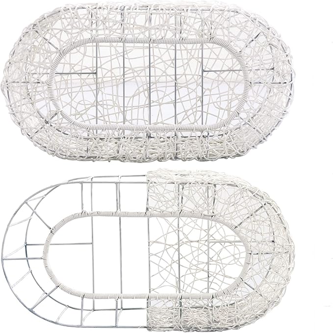 D+GARDEN Fun Stackable White Cat Condo for Indoor Cats - Interactive Play Rattan Modern Cat House for Indoor Cats Kitty, Pet Friendly Top/Side House Entry, Cat Bed Enclosed-Mewly Pet