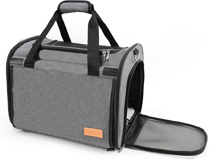 TWDEPART Cat Carrier Backpack - Multifunctional, Firm & Foldable with Roll-Up Shade, Breathable Design Includes Collapsible Bowl & Cushion (Grey)-Mewly Pet