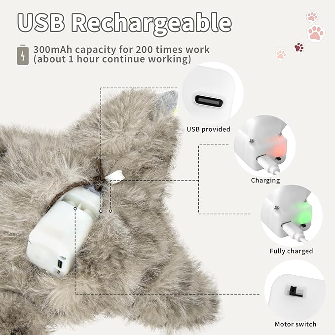 Cat Toys, Flapping Bird Cat Toy(No Flying), Interactive Catnip Toy with Springs & Catnip Bags, Chirping Noise Rechargeable Moving Wings Dog Cat Kitten Toys, Flappy Flying Pets Toy for Indoor-Mewly Pet