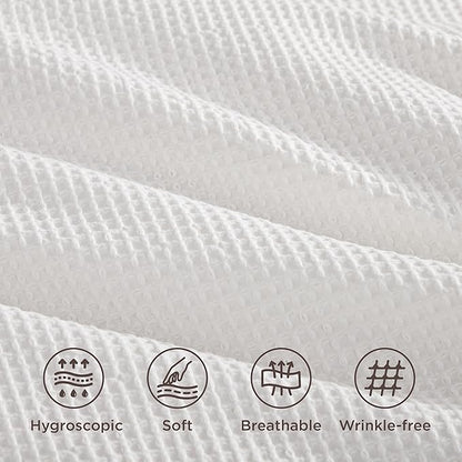 Bedsure 100% Cotton Duvet Cover King Size with Fitted Sheet - 4 Pieces Coconut White Waffle Weave Bedding Set, GentleSoft™ and Breathable, Includes 1 Duvet Cover 104x90, 1 Fitted Sheet, 2 Pillow Shams