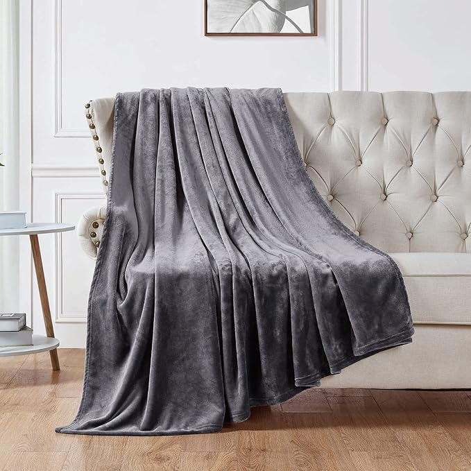 Walensee Fleece Blanket Plush Throw Fuzzy Lightweight (XL-Twin Size 66x90 Dark Grey) Super Soft Microfiber Flannel Blankets for Couch, Bed, Sofa Ultra Luxurious Warm and Cozy for All Seasons