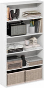 Furinno Basic Book Shelf, 5-Tier Bookshelf, Cube Storage Organizer Bookcase with Open Shelf, 7 x 24 x 44, for Living Room, Bedroom, Home Office, White