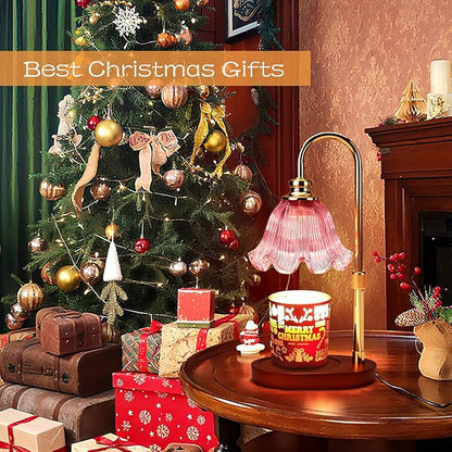 Electric Candle Warmer Lamp with Timer: Adjustable Height & Brightness, Wax Warmer for House Warming Gifts, New Home Room Decor,Birthday Gifts for Mom & Women (Pink)