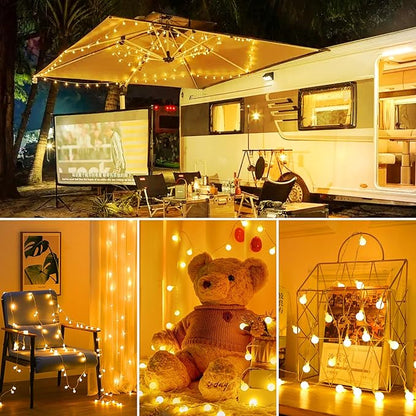 Minetom Battery Operated String Lights, 21FT 60 LED Globe Fairy Lights with Remote, Waterproof Twinkle Lights for Indoor Outdoor Bedroom Classroom Dorm Camping Canopy Wedding Xmas Decor, Warm White