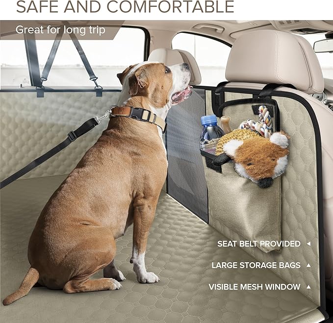 Back Seat Extender for Dogs, Heavy Duty Dog Car Seat Cover for Back Seat and Aggressive Chewer, Large Hard Bottom Car Seat Cover for Dogs, Dog Hammock for Car, Travel Pet Car Bed for Car, SUV, Truck-Mewly Pet