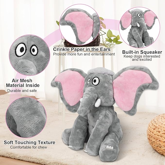 Plush Large Dog Toys with Squeaker and Crinkle Paper, Interactive Puppy Chew and Teeth Cleaning Toy, Pet Toys for Small, Medium and Large Dogs-Mewly Pet