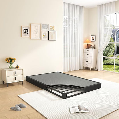 MAF 5 Inch Twin Box Spring, Low Profile Box Spring Twin Size 3500 lbs Black Heavy Duty Metal Mattress Foundation with BoxSpring Cover, No Squeaky, Easy Assembly