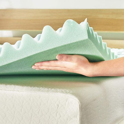 Mellow 1.5 Inch 5-Zone Memory Foam Mattress Topper, Calming Aloe Infusion, Dorm Essentials, Twin
