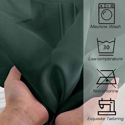 OWENIE Green Sheer Curtains 54 Inch Length 2 Panels Set for Christmas, Clear Sheer Short Curtains for Small Window, 2 Pcs Total 84 Width 54 Long, Green