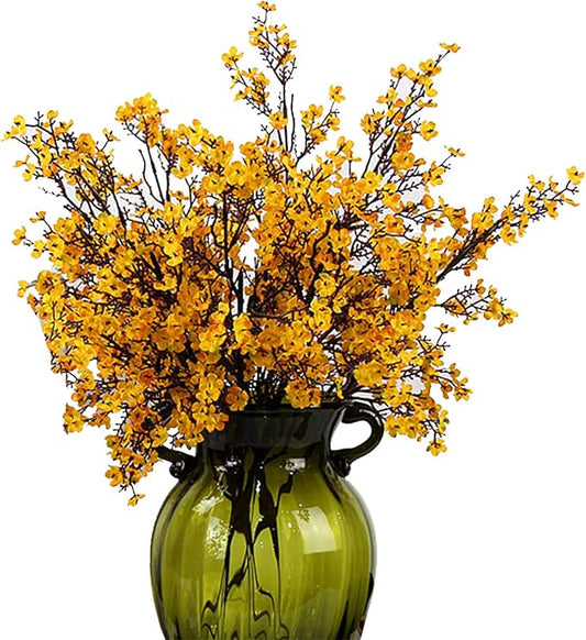 JAKY-Global Babys Breath Fabric Cloth Artificial Flowers 20 Bundle European Fake Silk Plants Decor Wedding Party Decoration Bouquets Real Touch DIY Home Garden (Yellow Orange 20pcs)