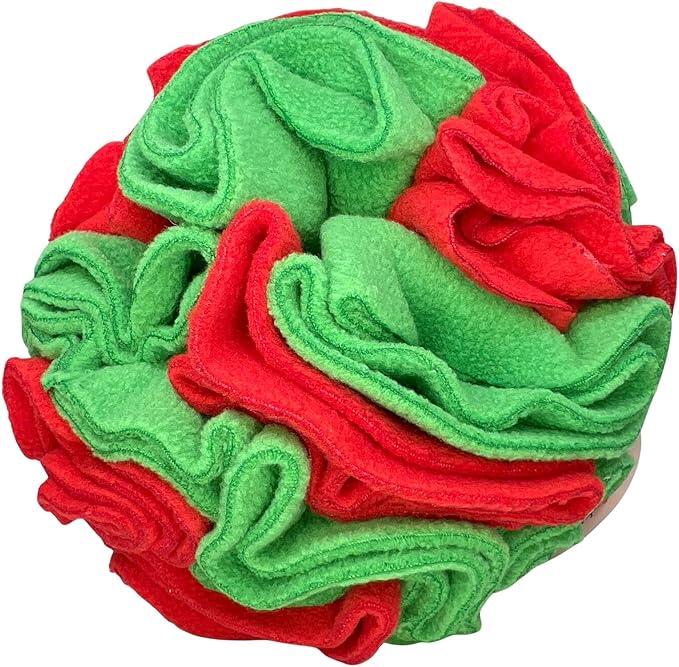 Puppy and Medium Breed Snuffle Interactive Foraging Dog Puzzle Ball Toy Christmas Green and Red Large-Mewly Pet
