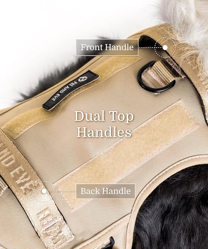 2025 New Edition, Fei & Eve MagEase Dog Harness - 3-Second Magnetic Buckles | 3-Point No-Pull Control | Heavy-Duty 900D Nylon | Dual Safety Handles | Breathable Mesh | Adjustable Fit,X-Large,Champagne-Mewly Pet