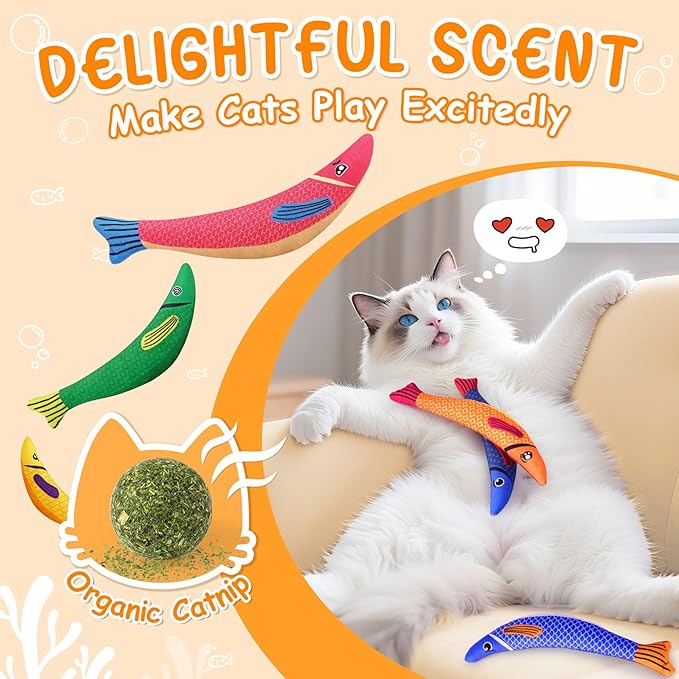 Cat Toys for Indoor Cats, 6 Pack Interactive Catnip Toys for Bored, Kitten Kicker Toy for Kitty with Sound, Cat Chew Toys for All Breeds-Mewly Pet