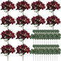 Peony Artificial Flowers, Faux Peonies Hydrangea Eucalyptus Bouquet 12 Packs Silk Vintage Realistic Peony Floral Arrangement for Vase Wedding Centerpiece Table Home Party Decor-Burgundy