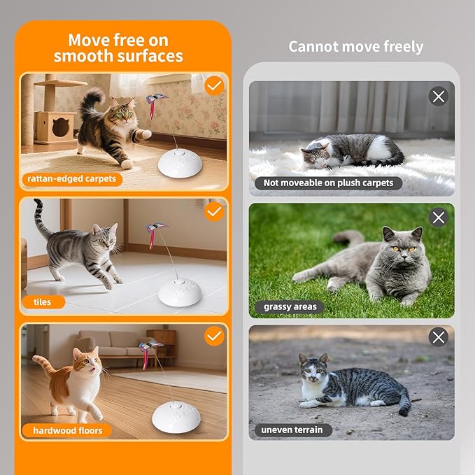 Cat Toy 3in1 Automatic Interactive Wand Toy for Indoor Cats,Moving Butterfly&Glowing Feathers Speedy Tail,Rechargeable Cat Enrichment Toys for Kittens-Mewly Pet