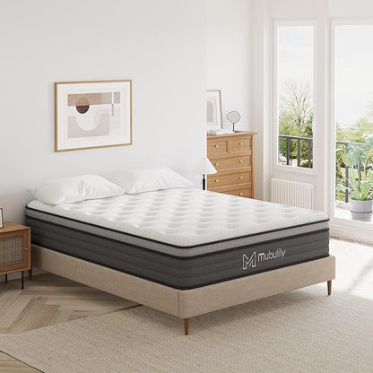 Full Mattress,9.8 Inch Hybrid Mattress in a Box with Gel Memory Foam,Motion Isolation Individually Wrapped Pocket Coils Mattress,CertiPUR-US.