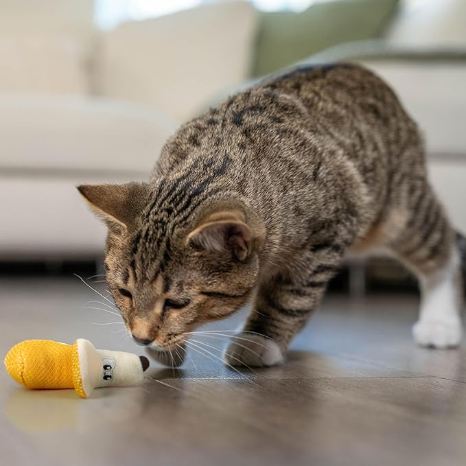 Catstages Dental Banana Cat Toy with Catnip, Interactive Chew for Healthy Teeth and Gums, Engages Hunting Instincts, Durable Indoor Play for Cats, Yellow-Mewly Pet