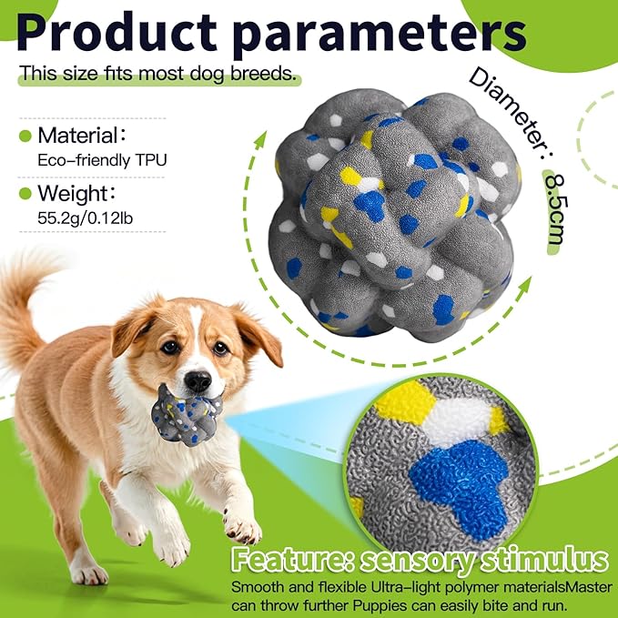 Upgrade Dog Balls Interactive Toys for Aggressive Chewers, Indestructible Tennis Durable Bouncy for Fetch Game, Lightweight Floating, Grey-Mewly Pet